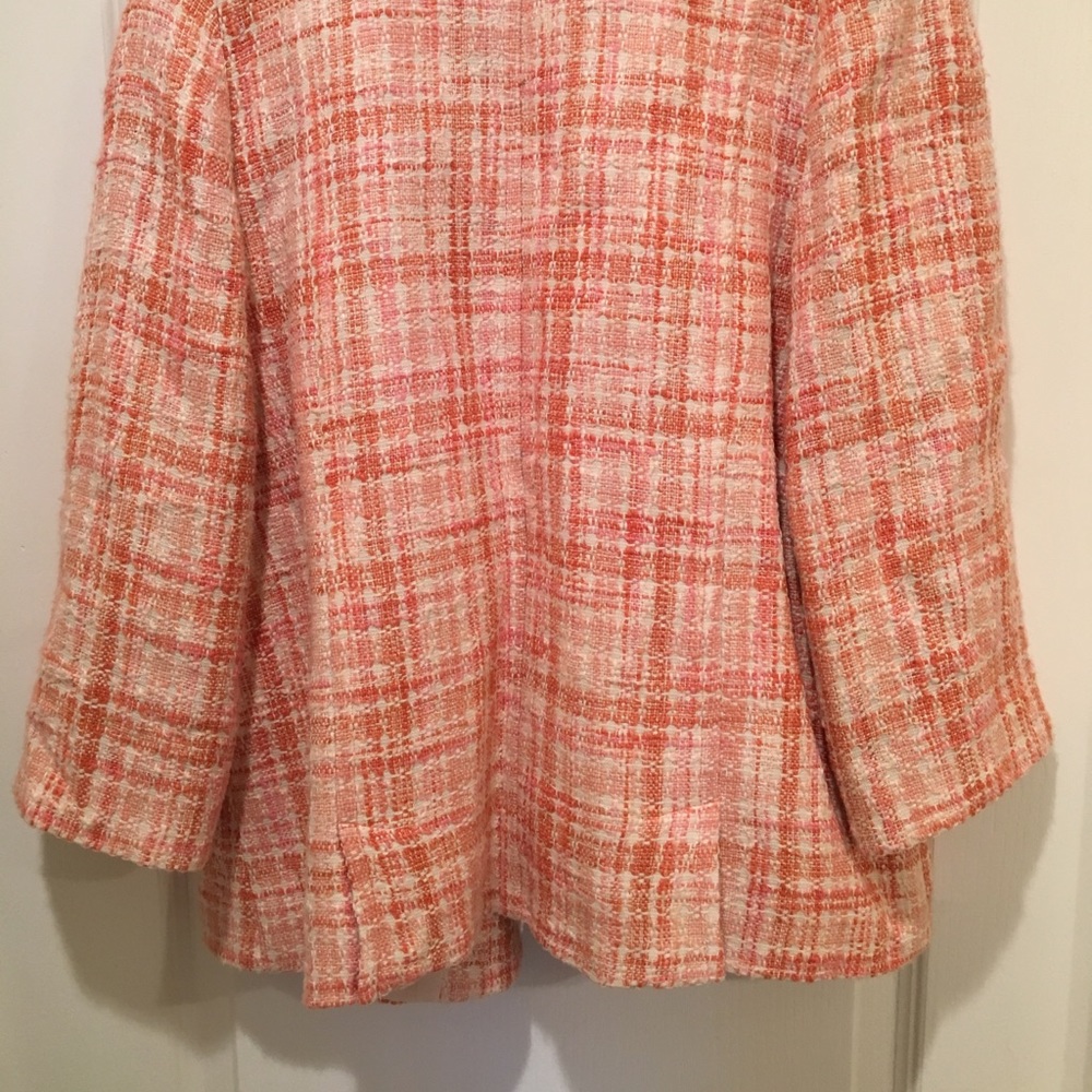 Talbots Pink And Orange Tweed Blazer, Size 14 - image 6